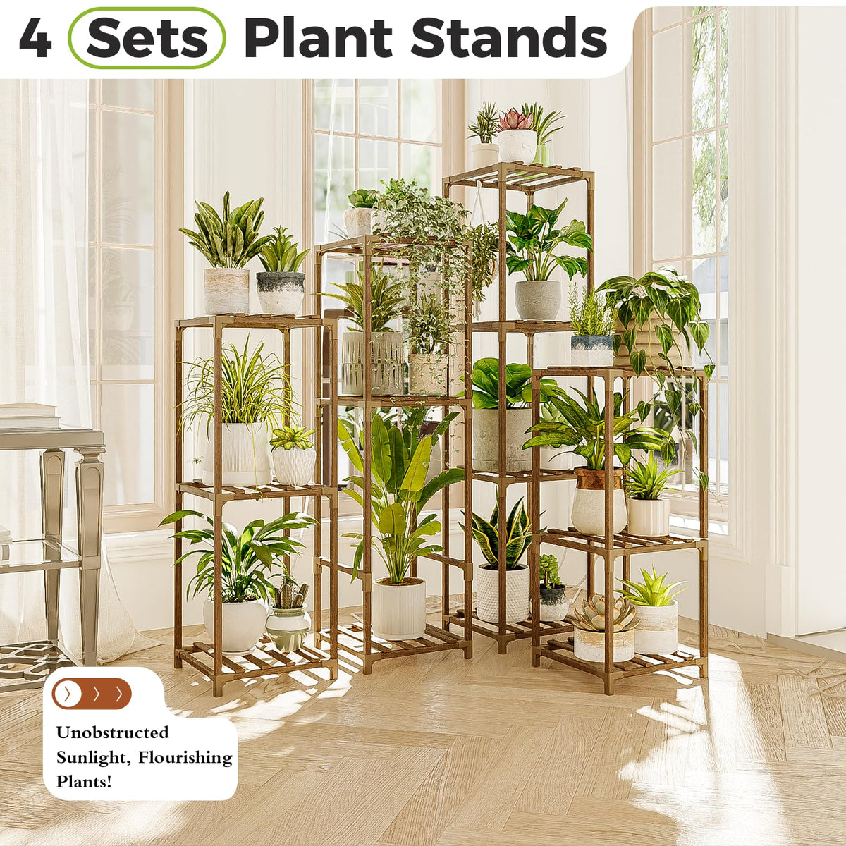 Bamworld multi-functional plant shelves add height in living spaces.