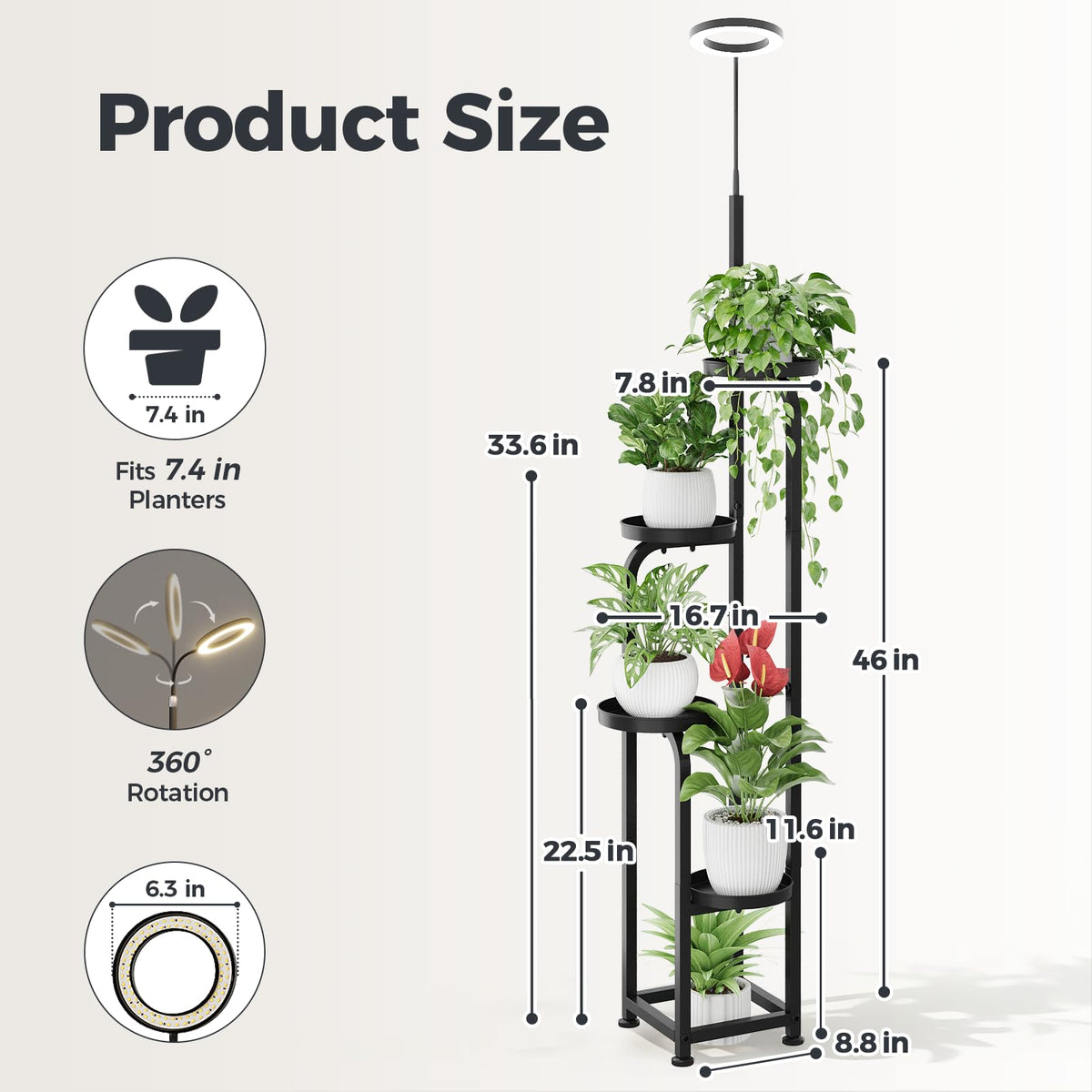 Bamworld four-tier plant shelf maximizes vertical space for indoor greenery.