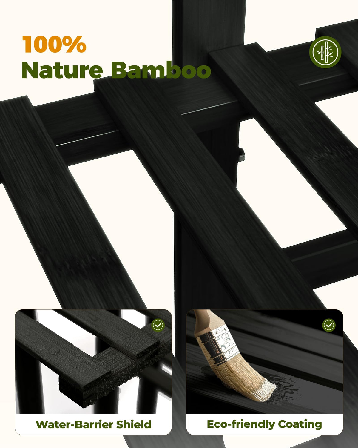 Bamworld bamboo stand suited for balcony or patio display.