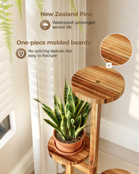 Bamworld pine wood plant stand with durable finish for indoor and outdoor use
