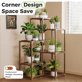 Bamworld 7-shelf plant shelf displaying multiple pots orderly