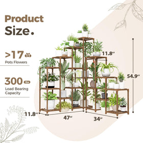 Bamworld plant shelf with large capacity holds 16 pot setups.