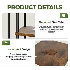 Bamworld plant shelf set up on a patio for year-round greenery with ambient light.