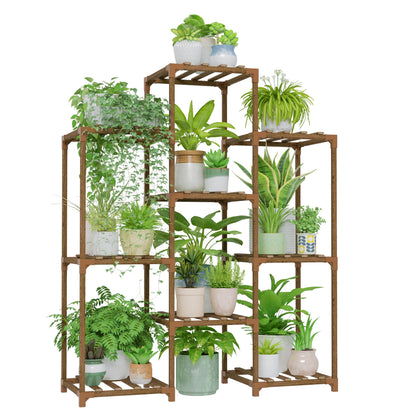 Bamworld 4-tier plant stand displaying mixed-height indoor plants for organized decor