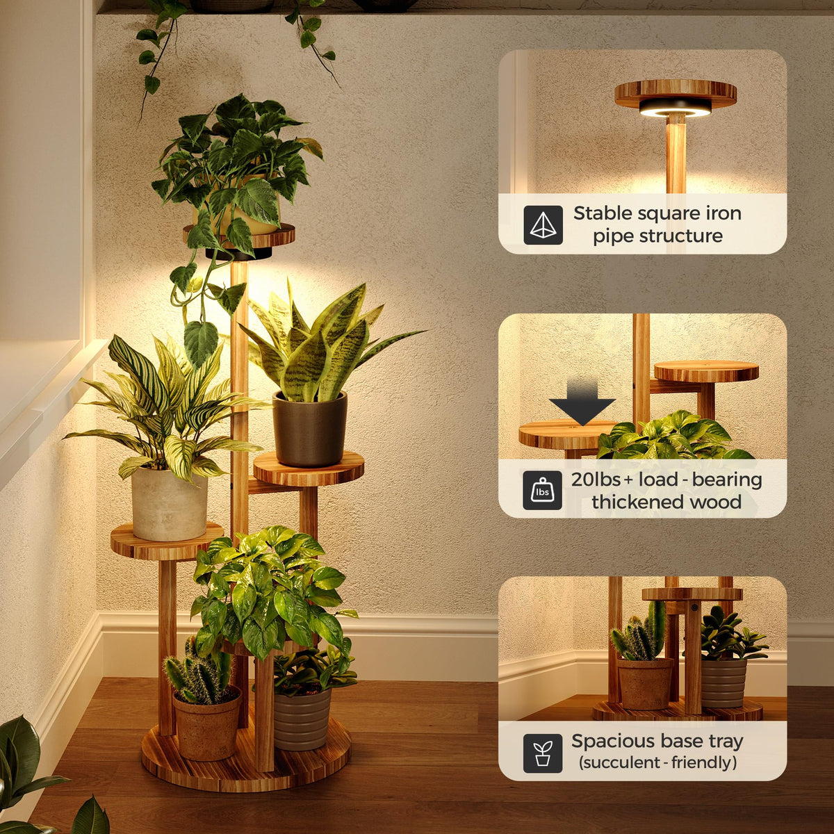 Bamworld compact corner stand frees space with a tall display.