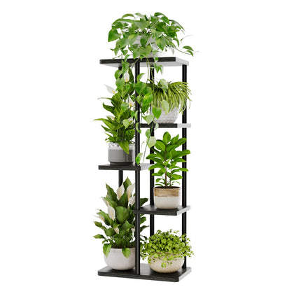 Bamworld corner five-tier plant stand displays succulents in a compact living space