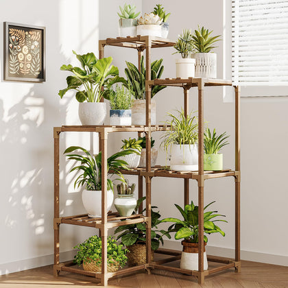 Bamworld plant stand corner design for space-saving living room setup