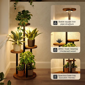 Five wooden trays on Bamworld stand for plants and display