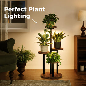 Bamworld plant stand close-up of brightness controls on each shelf