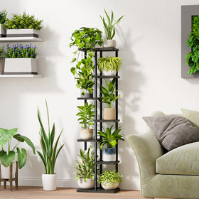 Bamworld plant stand adds modern living room decor while hosting succulents.