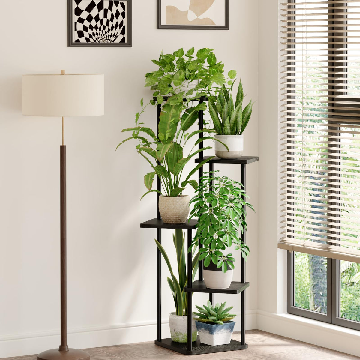 Bamworld plant stand metal and MDF details emphasize durability and smooth surfaces
