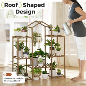 Bamworld plant stand natural wood finish complements any room.