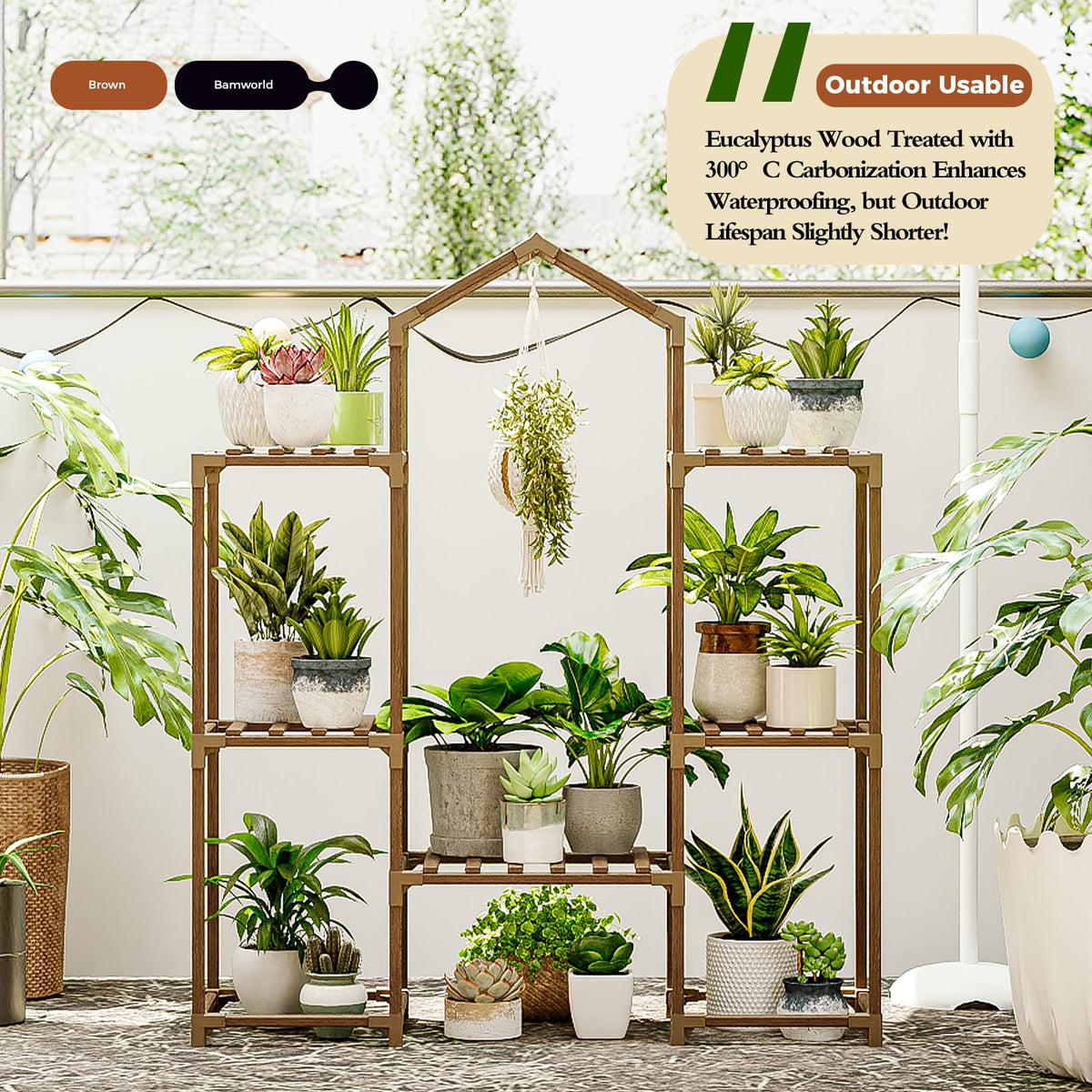 Bamworld plant stand versatile storage for plants and small decor items.
