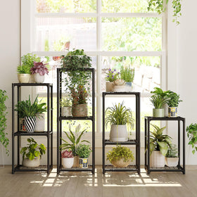 Bamworld Plant Stands four sets assembly offers versatile, modular display for multiple plants.