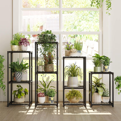 Bamworld Plant Stands four sets assembly offers versatile, modular display for multiple plants.