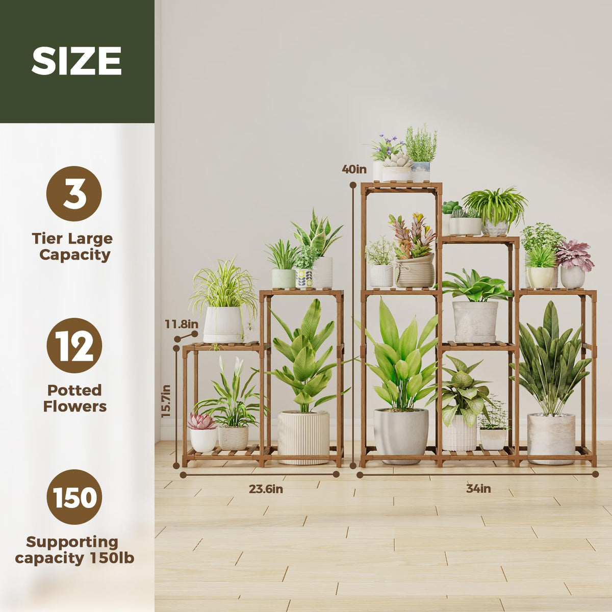 Bamworld premium wood plant stand emphasizing durability and climate resilience