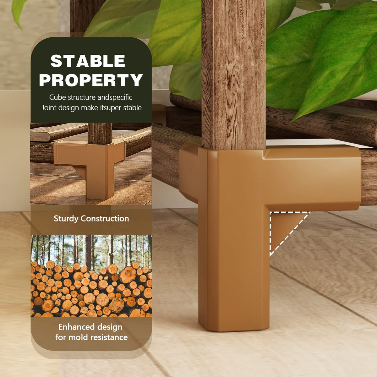 Bamworld screw-free, easy-assembly stand with triangle stability.