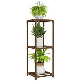Bamworld 3-tier corner plant stand saving space in a compact room.