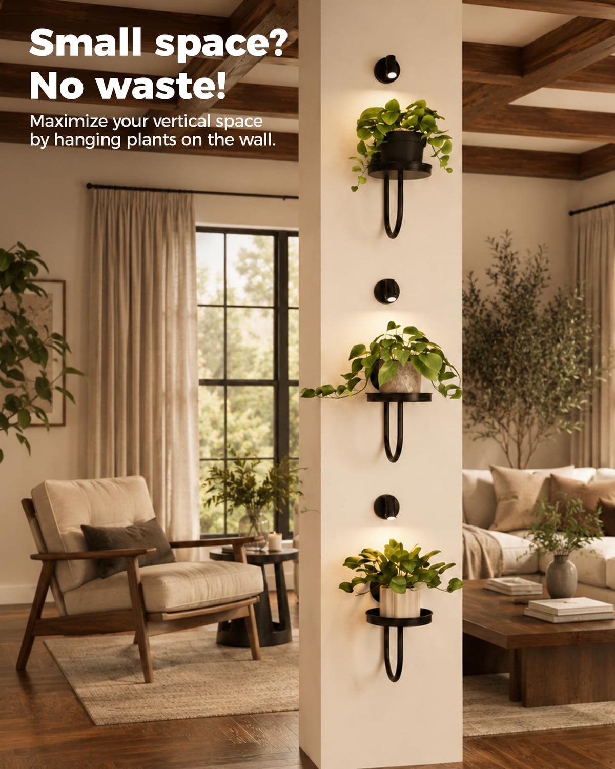 Bamworld space-saving wall planter keeps floors clear and plants within reach.