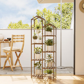 Bamworld tall 6-tier shelf maximizes vertical storage for sun-loving plants