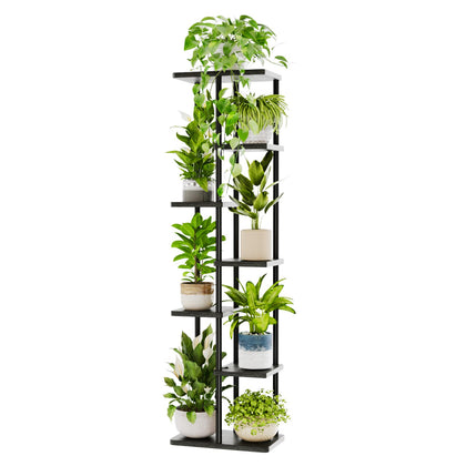 Bamworld tall plant stand corner 7-tier in matte black for space-saving display.