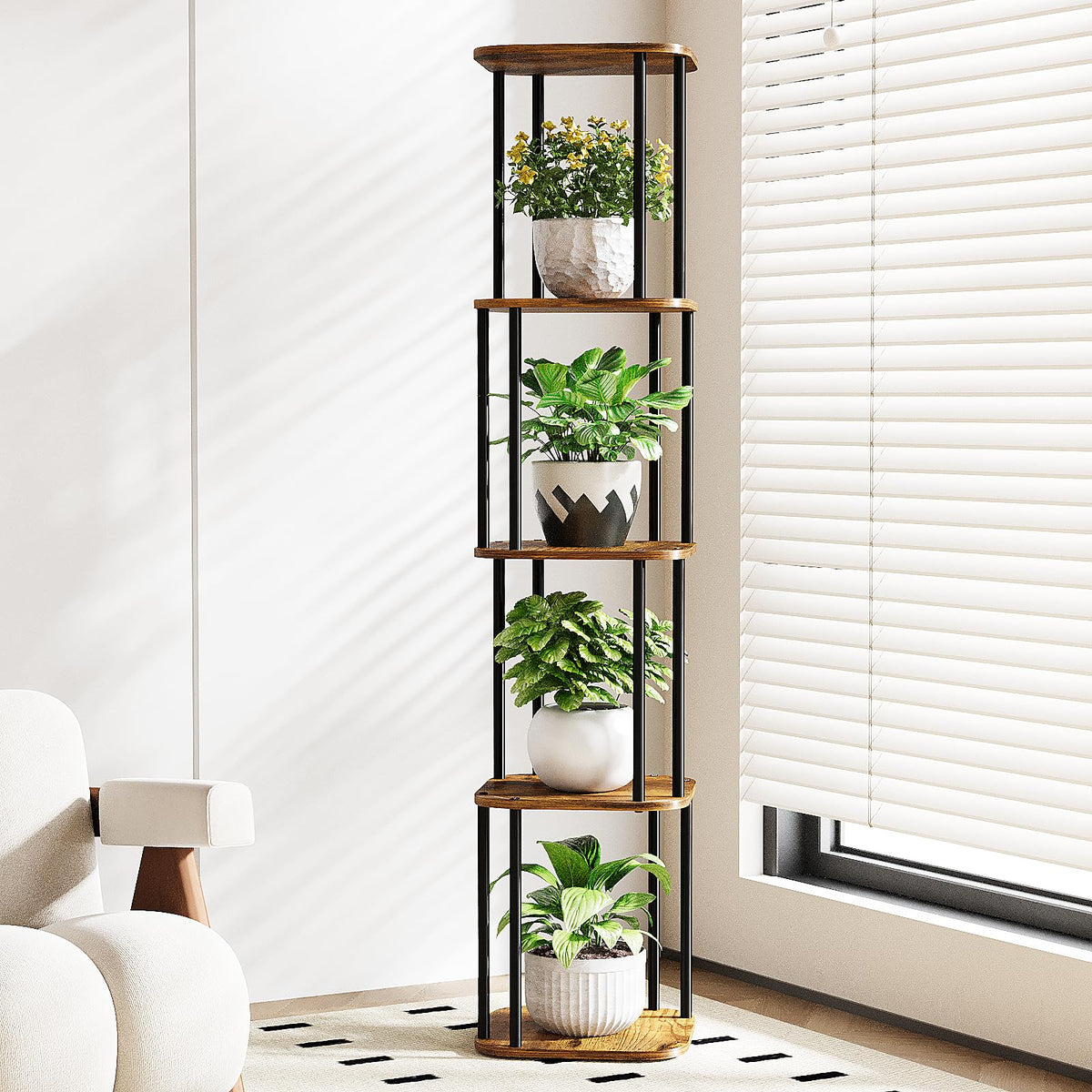 Bamworld tall plant stand corner design fits tight spaces with a neat vertical display.
