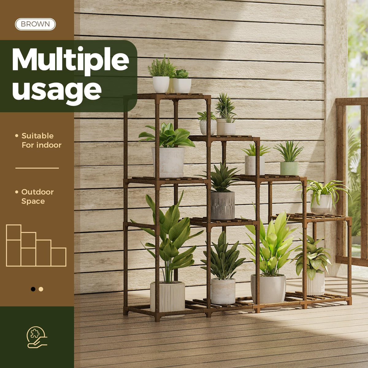 Bamworld tall plant stand made from premium wood construction
