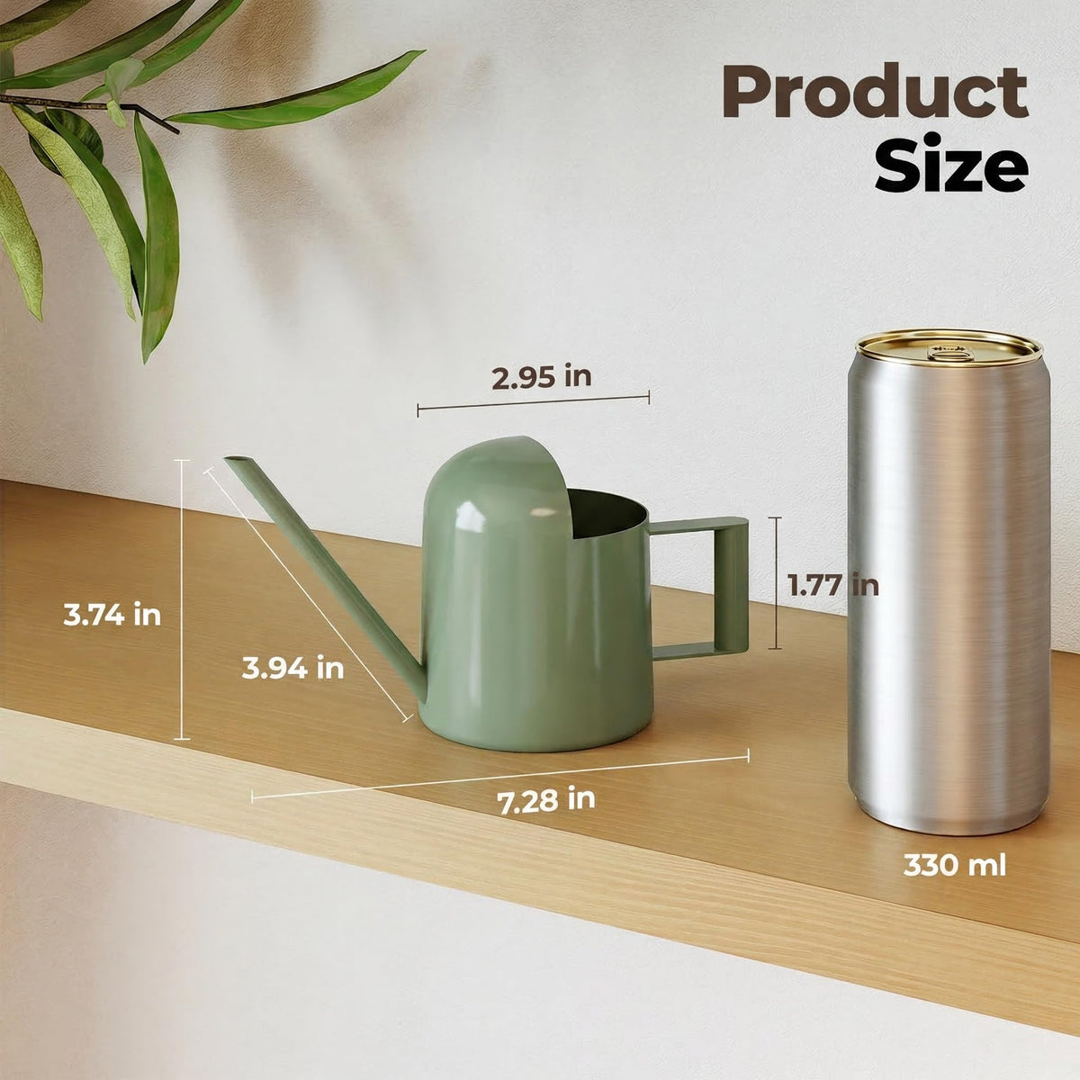 Bamworld stainless steel watering can with long spout for precise pouring