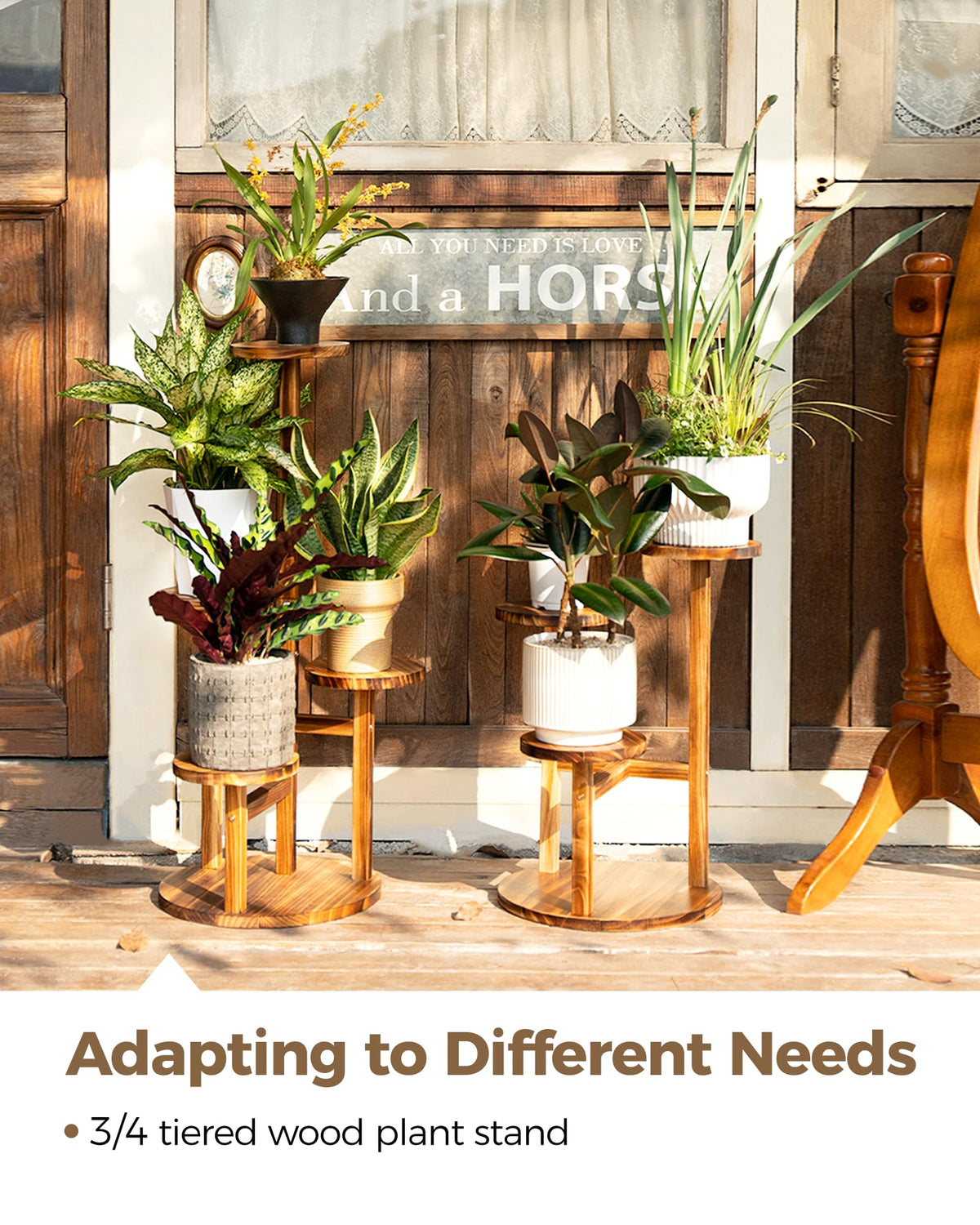 Bamworld indoor-outdoor waterproof finish plant stand for year-round display