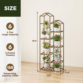 Bamworld wooden plant display rack ideal for indoor gardens and corners