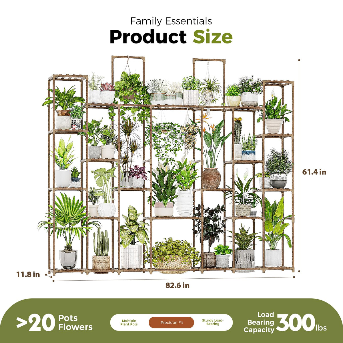 Bamworld wooden plant stand side view shows sturdy multi-level support.