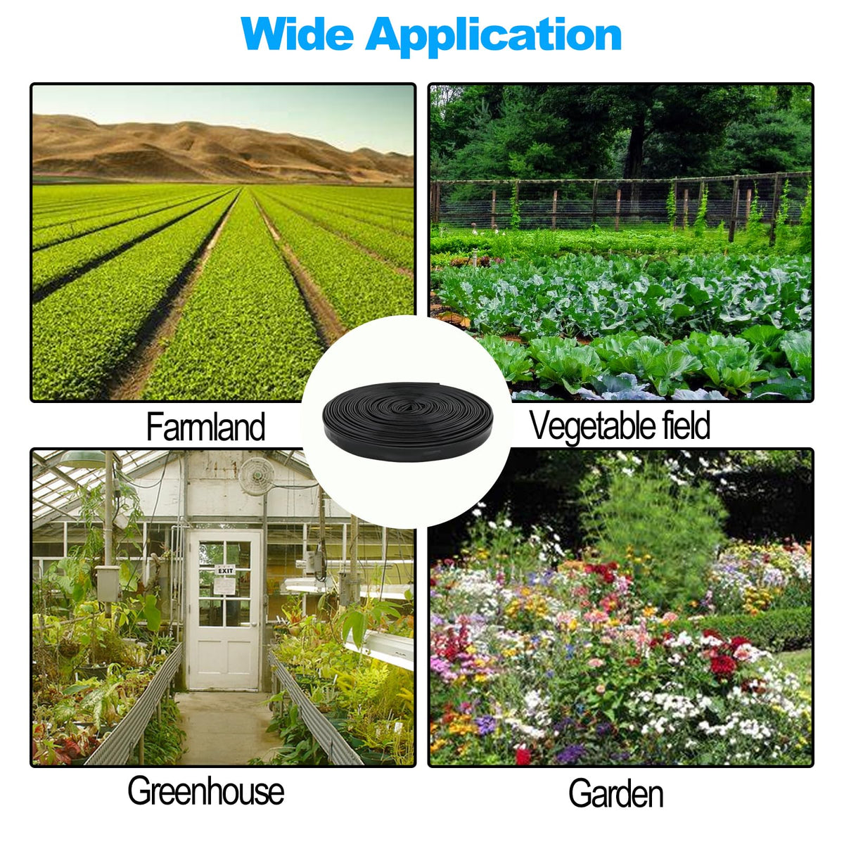 Bandelt irrigation tape fits gardens, patios, and beds for efficient watering.