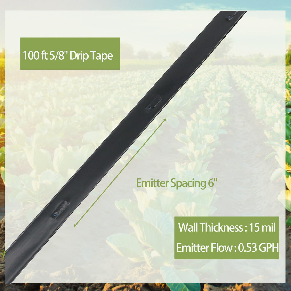 Bandelt drip tape made from UV-resistant PE, designed for outdoor resilience.
