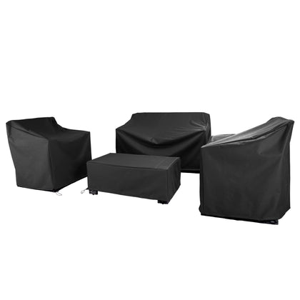 Baner Garden 4-piece patio cover set protects outdoor furniture from rain and sun.