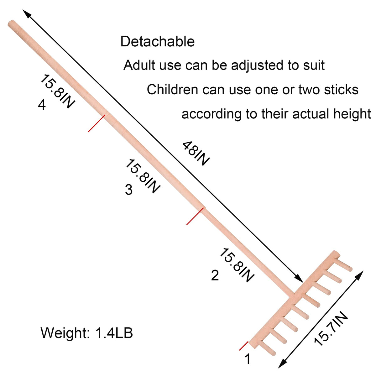 BangBangDa three-section handle assembly with screw included for quick setup