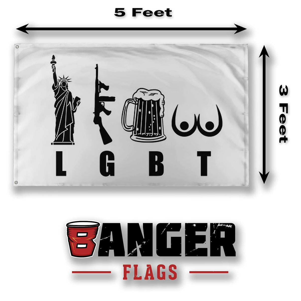 Banger Flags flag designed for easy wall hanging with durable brass grommets.