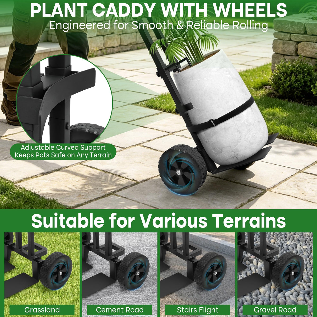 BANKQF non-slip wheels grip surfaces like grass and concrete