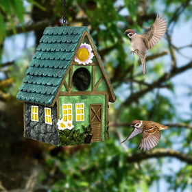 Banllis colorful craftsmanship enhances curb appeal while inviting feathered visitors