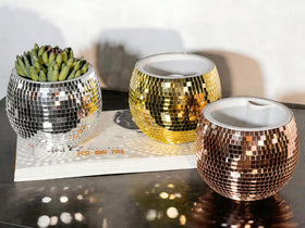 BAOBYAO disco ball planter with irrigation opening for easy refilling