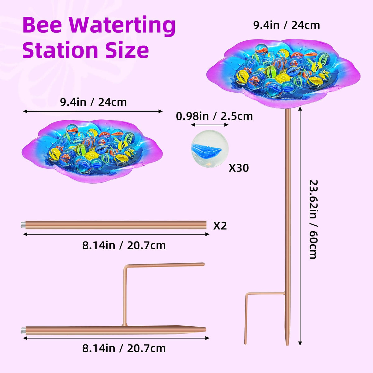 BaokiTook 30 glass marbles create safe drinking platforms for bees and butterflies