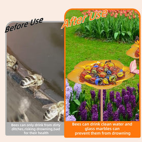 BaokiTook 30 glass marbles create a safe drinking platform for pollinators.