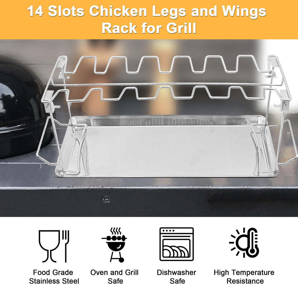 BaokiTook drumstick rack with drip tray catching juices