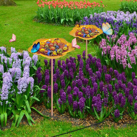 BaokiTook golden-butterfly puddler bee bath keeps pollinators hydrated while brightening outdoor spaces.