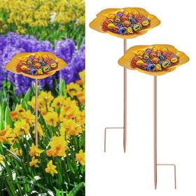 BaokiTook large bee watering station with flower design attracts pollinators and decorates gardens.