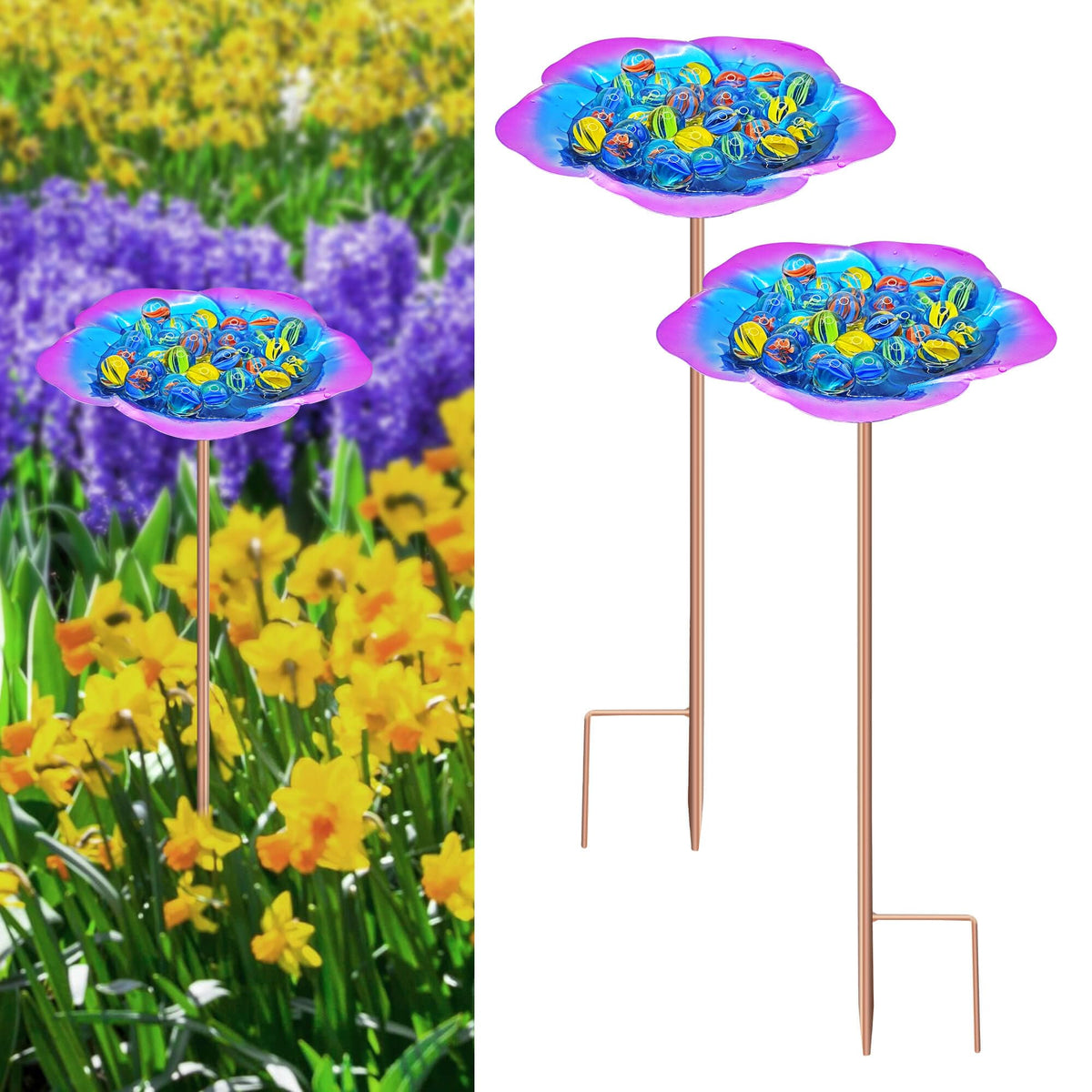 BaokiTook large bee watering station with purple butterfly puddler attracts pollinators and brightens gardens