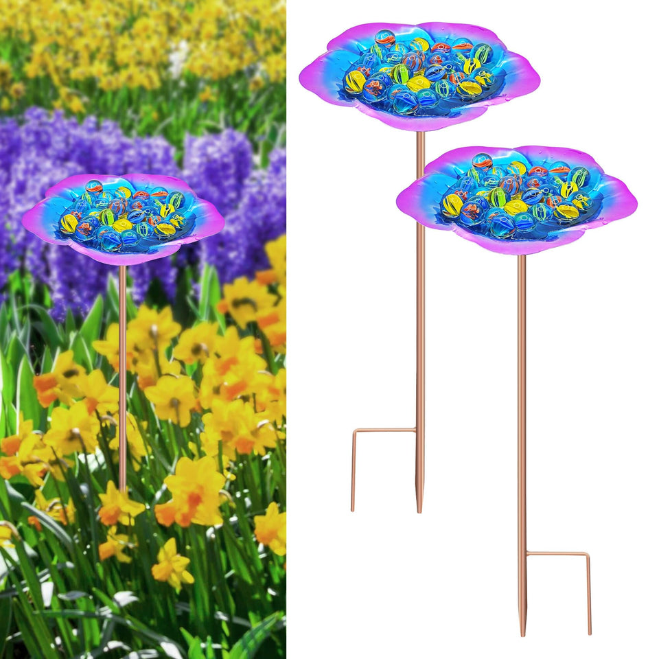 BaokiTook large bee watering station with purple butterfly puddler attracts pollinators and brightens gardens