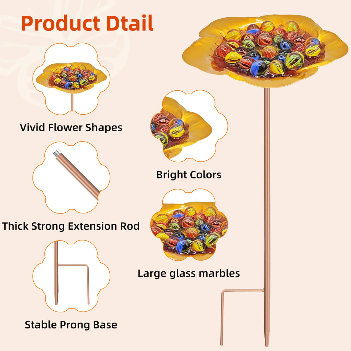 BaokiTook versatile garden feeder for bees, butterflies, and birds with colorful flower motif.