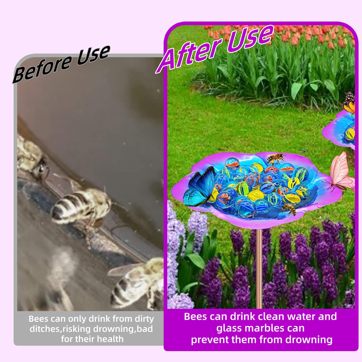 BaokiTook vivid flower design enhances garden decor while guiding pollinators to water