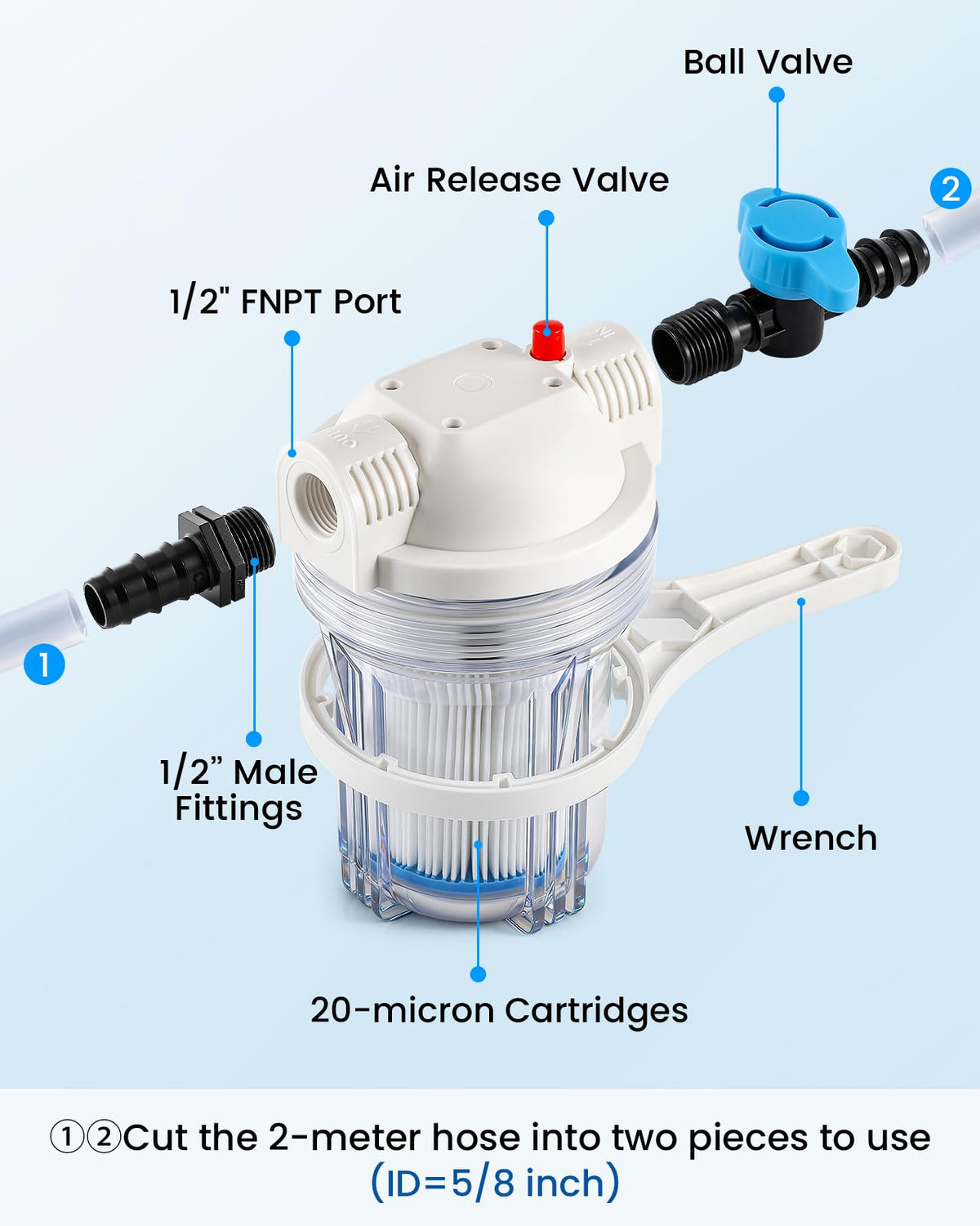 BAOSHISHAN 1/2 inch FNPT ports on the filter to fit cold plunge lines