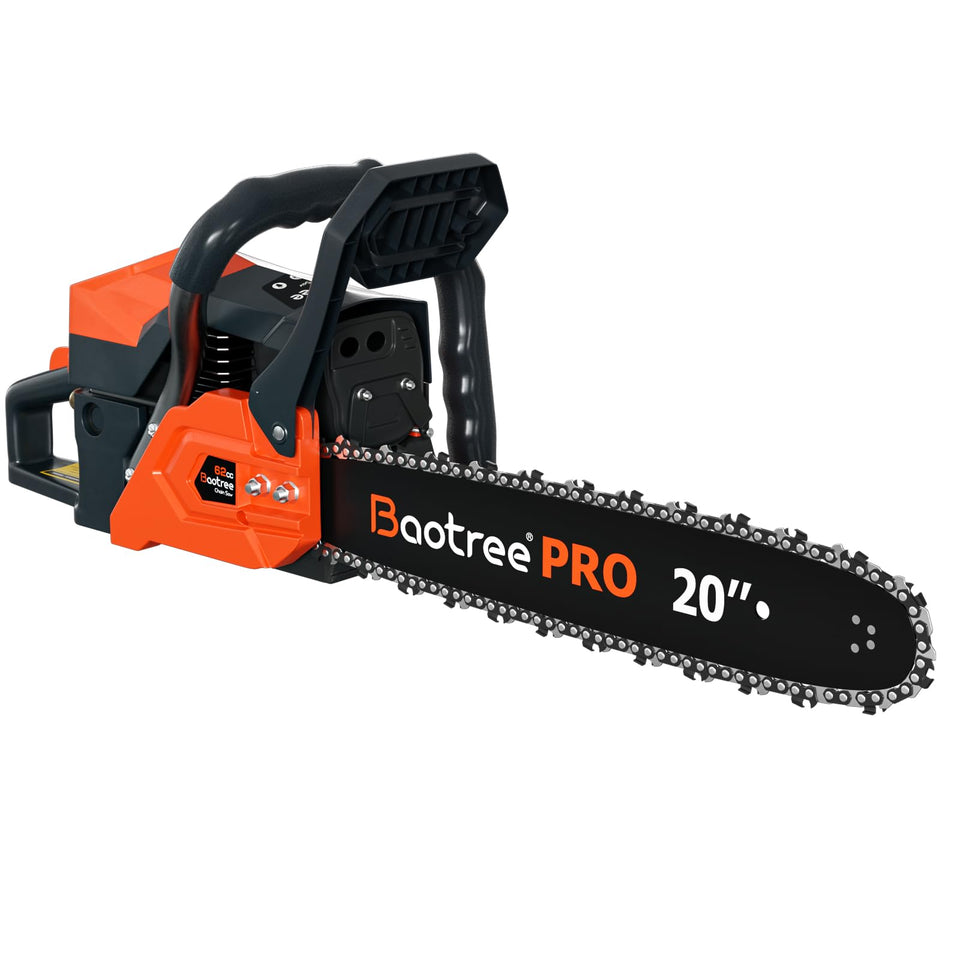 Baotree 62CC 20in chainsaw front view ready for professional cutting